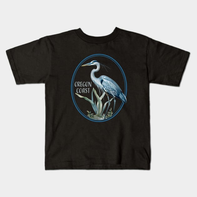 Water Fowl Bird Watching Heron Birds Great Oregon Coast Kids T-Shirt by Pine Hill Goods